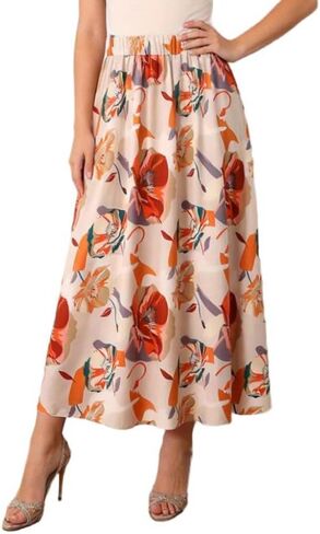 Women's Flowy Floral Chiffon Skirt High Waist Flared Maxi Long Skirts Casual for Summer Beach in Saudi Arabia