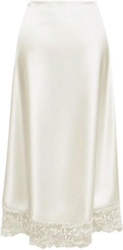 Verdusa Women's Lace Satin Skirt A Line Elegant Long Skirt Business Casual Outfits in Kuwait