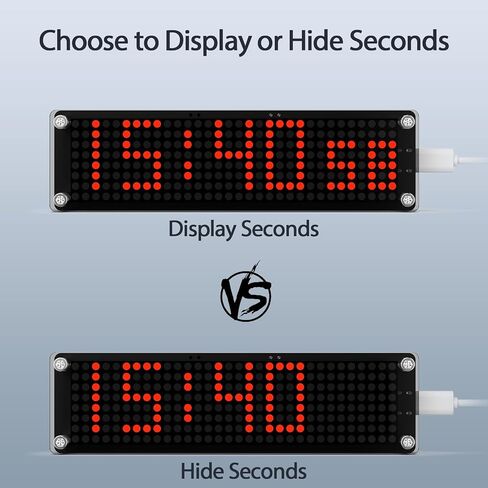 WiFi Clock Digital with Seconds, Smart Matrix Clock with Auto Sync, Low Light Mode, Smart Clock for Bedroom, Home & Office Desk, Red LED Display in Saudi Arabia
