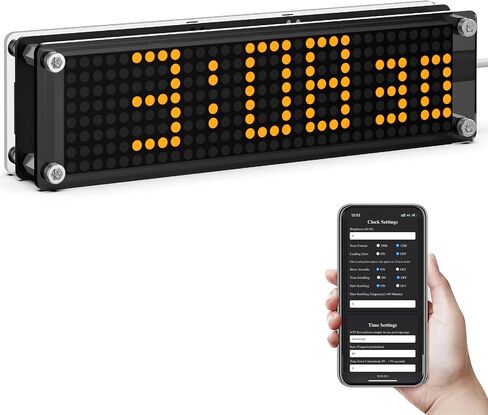 WiFi Clock Digital with Seconds, Smart Matrix Clock with Auto Sync, Low Light Mode, Smart Clock for Bedroom, Home & Office Desk, Red LED Display in Saudi Arabia