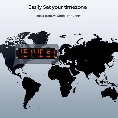 WiFi Clock Digital with Seconds, Smart Matrix Clock with Auto Sync, Low Light Mode, Smart Clock for Bedroom, Home & Office Desk, Red LED Display in Saudi Arabia