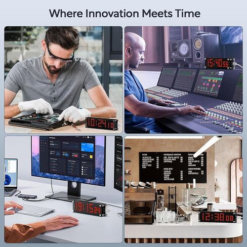 WiFi Clock Digital with Seconds, Smart Matrix Clock with Auto Sync, Low Light Mode, Smart Clock for Bedroom, Home & Office Desk, Red LED Display in Saudi Arabia
