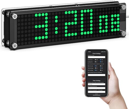 WiFi Clock Digital with Seconds, Smart Matrix Clock with Auto Sync, Low Light Mode, Smart Clock for Bedroom, Home & Office Desk, Red LED Display in Saudi Arabia
