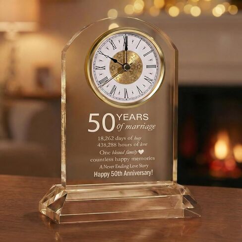 DEEWISH 50th Wedding Anniversary Clock, Best Gifts Ideas for Couple Parents Wife Husband Golden 50 Years of Marriage for Him Her in Saudi Arabia