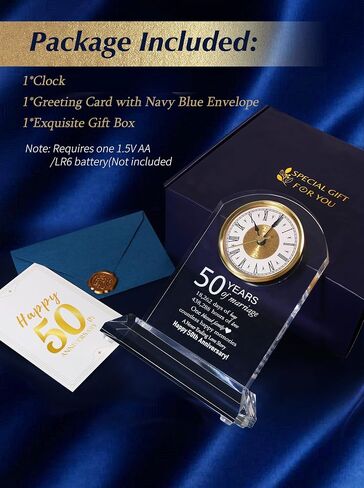 DEEWISH 50th Wedding Anniversary Clock, Best Gifts Ideas for Couple Parents Wife Husband Golden 50 Years of Marriage for Him Her in Saudi Arabia