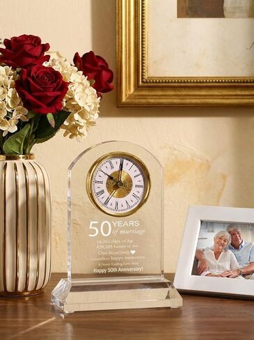 DEEWISH 50th Wedding Anniversary Clock, Best Gifts Ideas for Couple Parents Wife Husband Golden 50 Years of Marriage for Him Her in Saudi Arabia