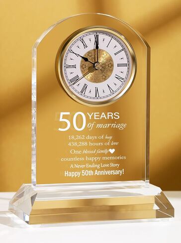 DEEWISH 50th Wedding Anniversary Clock, Best Gifts Ideas for Couple Parents Wife Husband Golden 50 Years of Marriage for Him Her in Saudi Arabia