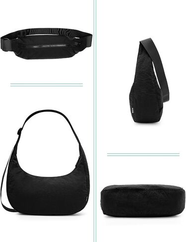 Iioscre Medium Nylon Crossbody Crescent Bag for Women Men, 2 Zippers Crossbody Hobo Bag with Adjustable Strap & Inner Pockets in Saudi Arabia