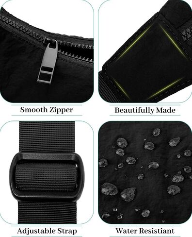 Iioscre Medium Nylon Crossbody Crescent Bag for Women Men, 2 Zippers Crossbody Hobo Bag with Adjustable Strap & Inner Pockets in Saudi Arabia