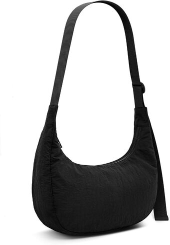 Iioscre Medium Nylon Crossbody Crescent Bag for Women Men, 2 Zippers Crossbody Hobo Bag with Adjustable Strap & Inner Pockets in Saudi Arabia