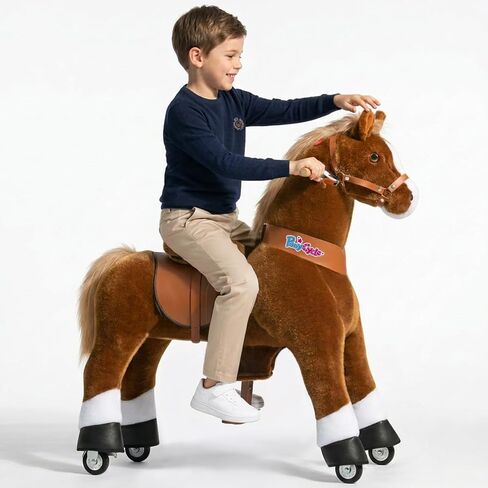 PonyCycle Kids Ride on Horse for Kids Ride on Toys Classic Model U (with Brake/ 36" Height/Size 4 for Age 4-8) Riding Horse Plush Ride on Pony Rideable Horse Walking Animal with Wheels Brown Ux424 in Saudi Arabia