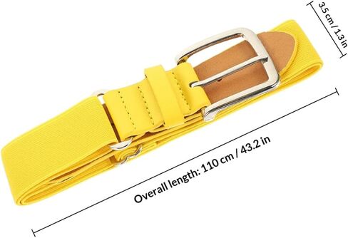 BESTYASH Elastic Baseball Belt for Men and Youth, Stretch Faux Leather Sports Belt, Adjustable Softball Uniform Accessory, Yellow Color for Outdoor Team Sports Random Color in Kuwait