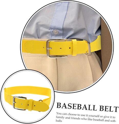 BESTYASH Elastic Baseball Belt for Men and Youth, Stretch Faux Leather Sports Belt, Adjustable Softball Uniform Accessory, Yellow Color for Outdoor Team Sports Random Color in Kuwait
