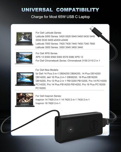 65W USB-C Power Cord for Lenovo ThinkPad, Yoga, Laptop Charger USB C for Lenovo ThinkPad X1 T14 T16 T480 T490 T590 Type C AC Adapter for Lenovo Yoga 7i C740 C940 L13 ThinkBook Chromebook Series in Kuwait