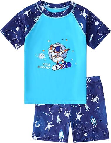 Boys Swimming Set Toddlers Rash Guard and Swim Trunks Sets Kids Dinosaurs Shark Swimsuit in Saudi Arabia