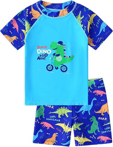 Boys Swimming Set Toddlers Rash Guard and Swim Trunks Sets Kids Dinosaurs Shark Swimsuit in Saudi Arabia