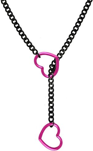 Gothic Heart Necklace for Women Adjustable Stainless Steel Black Slide Chain Choker Necklace Emo Punk Goth Y2K Sweet Cool Jewelry for Daily Wear Festival Party Gift in Saudi Arabia