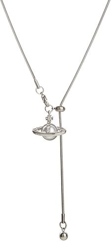 Silver Saturn Lariat Necklace for Women,Small Pearl Saturn Y Necklace,Pearl Thin Chain Long Necklace Fall Jewelry in Kuwait