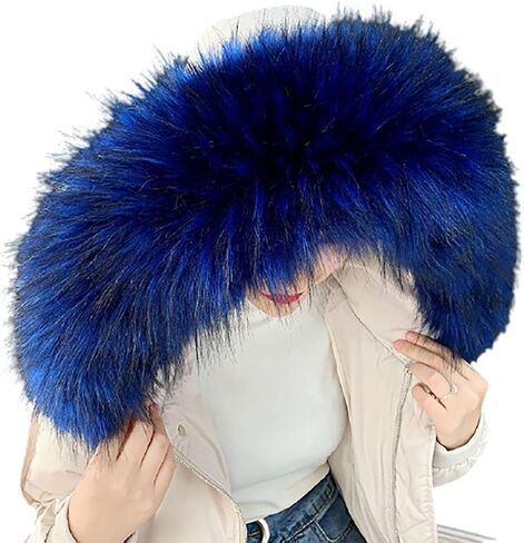 Queenbox Women's Detachable Faux Fur Scarf Scarves Collar Hood Trim Fluffy for Winter Coat in Kuwait
