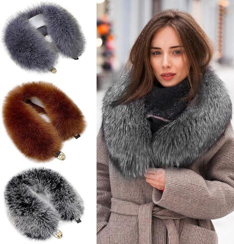 Women's Neck Warmer Faux Fur Collar Scarf Wrap Scarf Neck Hood Plush Muffler Collar Trim Warm for Women Winter Coat Dress Party Clothing (Dark Green) in Kuwait