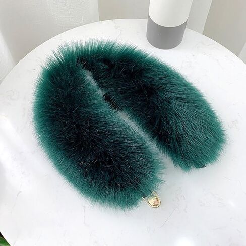 Women's Neck Warmer Faux Fur Collar Scarf Wrap Scarf Neck Hood Plush Muffler Collar Trim Warm for Women Winter Coat Dress Party Clothing (Dark Green) in Kuwait