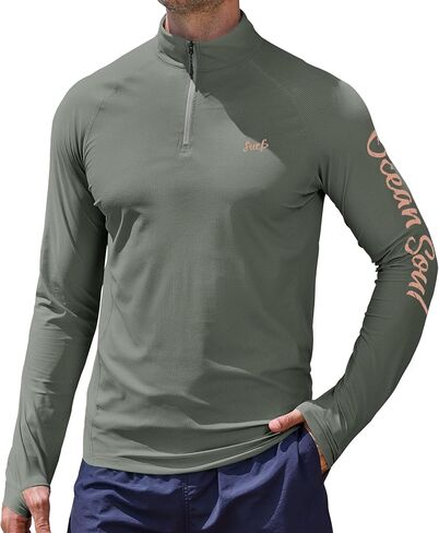 Men Quarter Zip Athletic Shirt Dry Fit UPF50+ Moisture Wicking Long Sleeve T-Shirt(S-XXL) in Saudi Arabia