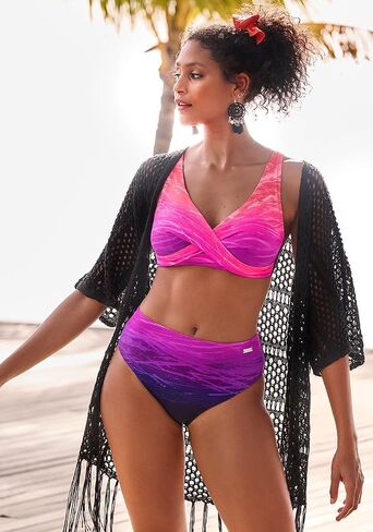 LASCANA Women's Printed Mid Rise Bikini Swim Bottom in Kuwait