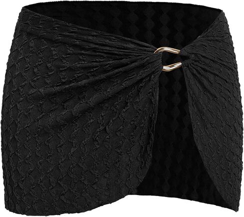 ZAFUL Sarong Coverups for Women Textured Beach Vacation Bathing Suit Cover Up Wrap Swim Bikini Mini Skirt for Swimwear in Kuwait