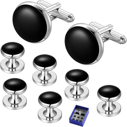 GWD Men's Cufflinks and Tuxedo Shirt Studs Set Stainless Steel CuffLinks for Men in Kuwait