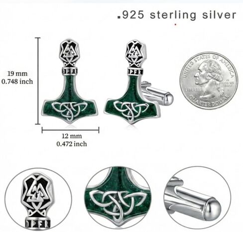 Cuff Links Mens 925 Sterling Silver Viking Cufflinks for Men Thors Hammer Cufflinks Viking Jewelry Gifts for Men in Kuwait