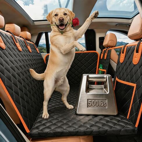 Back Seat Extender for Dogs, Hard Bottom Up to 499Lbs Dog Car Seat Cover for Back Seat, Waterproof Backseat Protector with Mesh Window and Pockets, Large Space Dog Hammock for Car & SUV & Small Truck in Saudi Arabia