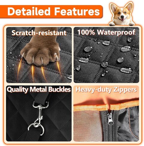 Back Seat Extender for Dogs, Hard Bottom Up to 499Lbs Dog Car Seat Cover for Back Seat, Waterproof Backseat Protector with Mesh Window and Pockets, Large Space Dog Hammock for Car & SUV & Small Truck in Saudi Arabia