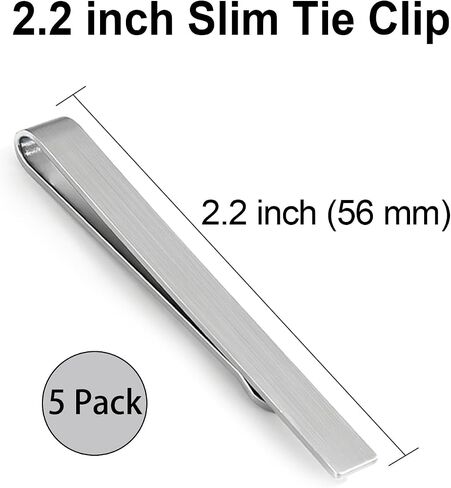 Brushed Silver Tie Clips for Groomsmen Set of 5, 2.2 Inch Silver Tie Bar Tie Clasps Unique, 5 Pack Groomsmen Men's Tie Clips for Wedding Party Business Formal Accessories Gift in Saudi Arabia
