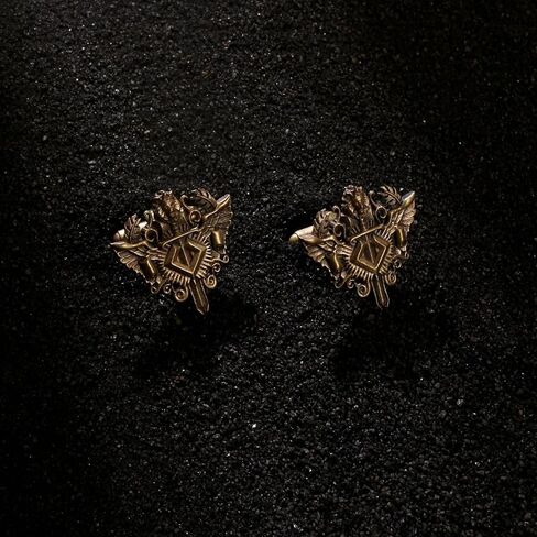 Knight Lion Cufflinks for Men Antique Gold Brass Shield Cufflinks with Lion Face & Wings, Luxury Handmade Statement Jewelry, Mighty Warrior Collection, Elegant Gift for Him in Kuwait