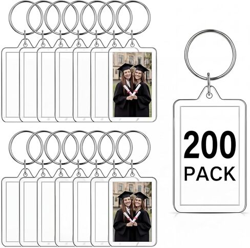 Yaomiao 200 Pcs 2 x 3 Inch Acrylic Photo Frame Keychain Holder Photo Picture Insert Blank Keyring for DIY Craft in Saudi Arabia