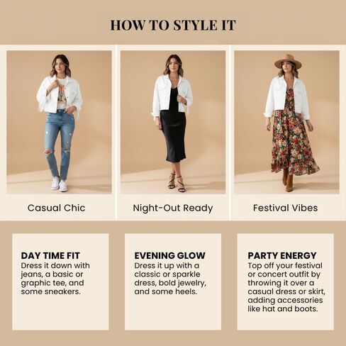 White Fringe Denim Jean Jacket for Women – Stylish & Comfortable Distressed Fabric with a Unique Fringe for All-Day Wear (US, Alpha, Small, Medium, Regular, Regular, White) in Saudi Arabia