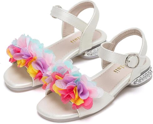 Toddler Girls Sandals White Bow Open Toe Low Heel Dress Shoes Girls Summer shoes for Toddler Little Big Kid in Kuwait