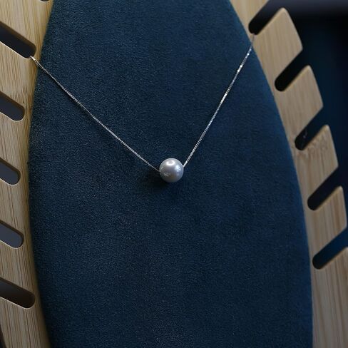 Simple Pearl Necklace for Girls, 10mm Shell White Pearl Pendant with Sterling Silver Adjustable Cable Chain, Gifts for Women and Teenage Girls in Kuwait