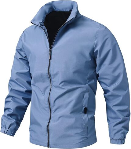 Men Stand Collar Solid Color Waterproof Baseball Jacket Coat Windproof Warm Casual Outerwear Daily Wear in Kuwait