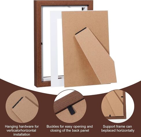 Ouligay 4x6 Brown Small Shadow Box Frame Brown Lapel Pin Display Case, Enamel Pin Display Frame for Flower Pressing, Memorabilia, Wedding Memories, Pins, Awards, Crafts, Tickets and Photos in Saudi Arabia