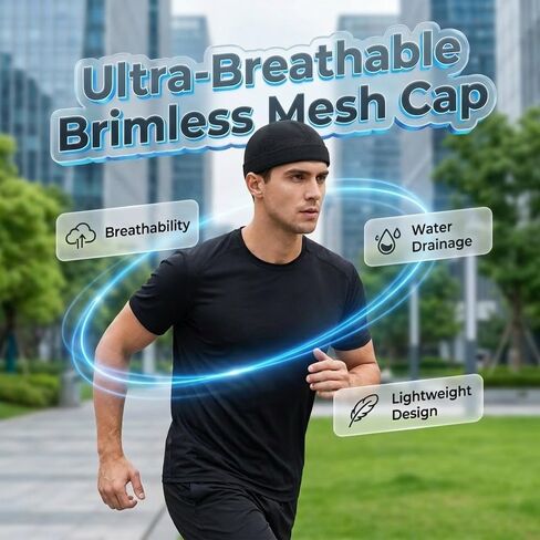 2Pcs Men's Breathable Brimless Docker Hat, 2026 New Mesh Cap, Adjustable Hip-Hop Hat for Street Style in Saudi Arabia