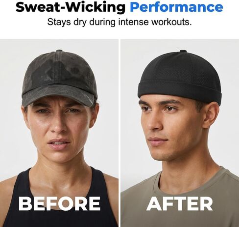 2Pcs Men's Breathable Brimless Docker Hat, 2026 New Mesh Cap, Adjustable Hip-Hop Hat for Street Style in Saudi Arabia