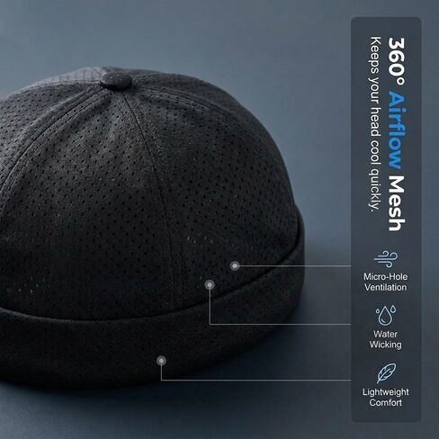 2Pcs Men's Breathable Brimless Docker Hat, 2026 New Mesh Cap, Adjustable Hip-Hop Hat for Street Style in Saudi Arabia