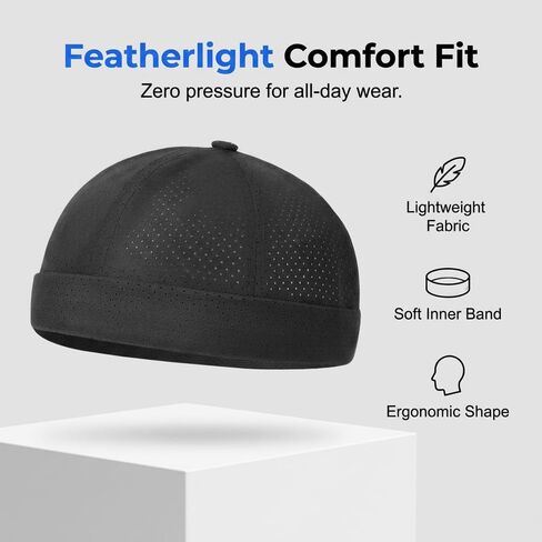 2Pcs Men's Breathable Brimless Docker Hat, 2026 New Mesh Cap, Adjustable Hip-Hop Hat for Street Style in Saudi Arabia