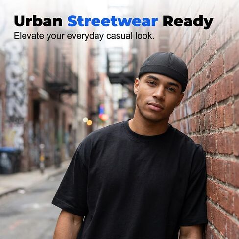 2Pcs Men's Breathable Brimless Docker Hat, 2026 New Mesh Cap, Adjustable Hip-Hop Hat for Street Style in Saudi Arabia