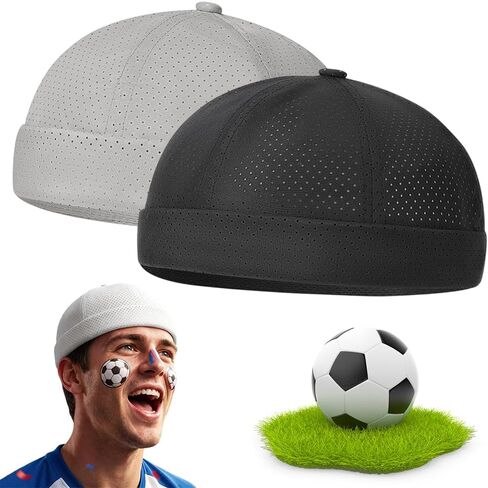 2Pcs Men's Breathable Brimless Docker Hat, 2026 New Mesh Cap, Adjustable Hip-Hop Hat for Street Style in Saudi Arabia