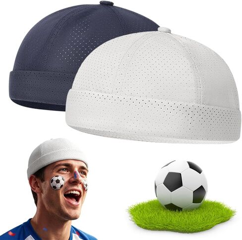 2Pcs Men's Breathable Brimless Docker Hat, 2026 New Mesh Cap, Adjustable Hip-Hop Hat for Street Style in Saudi Arabia
