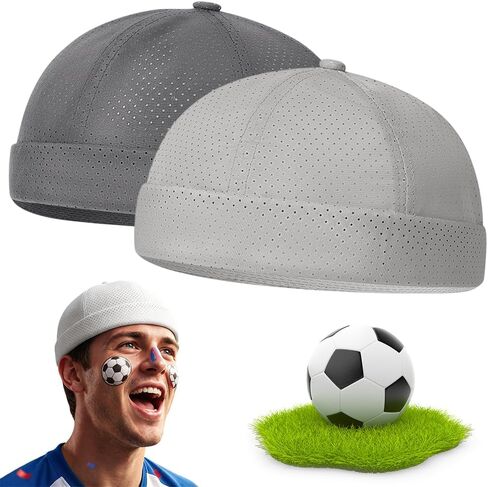 2Pcs Men's Breathable Brimless Docker Hat, 2026 New Mesh Cap, Adjustable Hip-Hop Hat for Street Style in Saudi Arabia