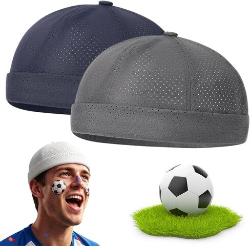 2Pcs Men's Breathable Brimless Docker Hat, 2026 New Mesh Cap, Adjustable Hip-Hop Hat for Street Style in Saudi Arabia