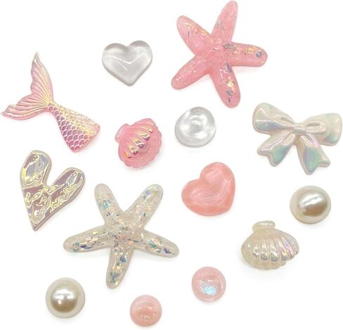 14 Pcs Beach Bling Shoe Charms for Sandal, Cute Seashell Charm Shoe Jewels DIY Shoe Accessories, Ocean Party Favors in Saudi Arabia